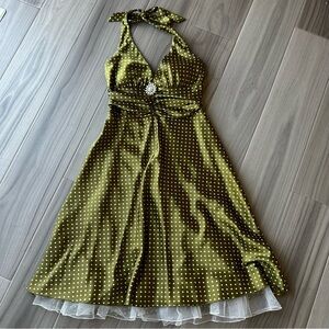 Vintage Y2K Polkadot Halter Dress